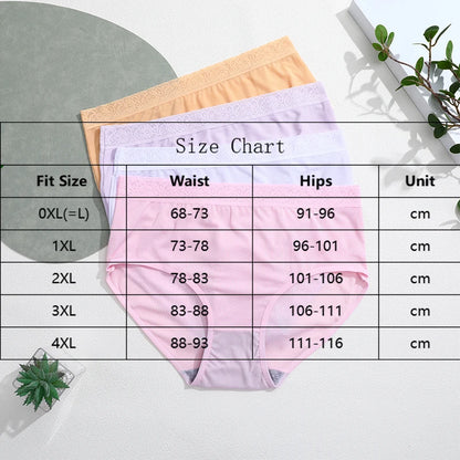 5Pcs Sexy Ice Silk Briefs Large Size Underwear 0XL-4XL Panty Women's Seamless Underwears 8 Solid Color Breathable Underpants.