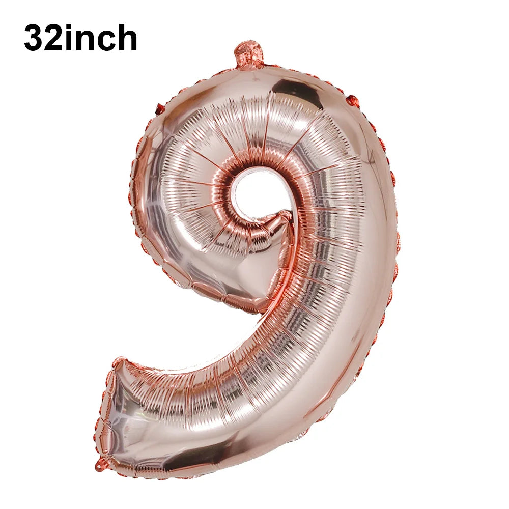 Blauer Ballon mit großen Zahlen, 32 Zoll, 0, 1, 2, 3, 4, 5, 6, 7, 8, 9, Geburtstag, Bachelorette-Luftballons, Figur, Golob-Party-Ballon-Dekoration