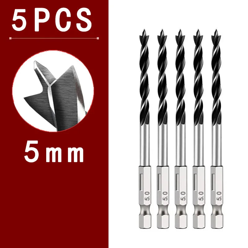 3/5/7Stk. 3/4/5/6/7/8/10mm 1/4 Sechs kant griff Dreispitzer Holz bearbeitungs bohrer Set Holz bearbeitungs lochreib werkzeug