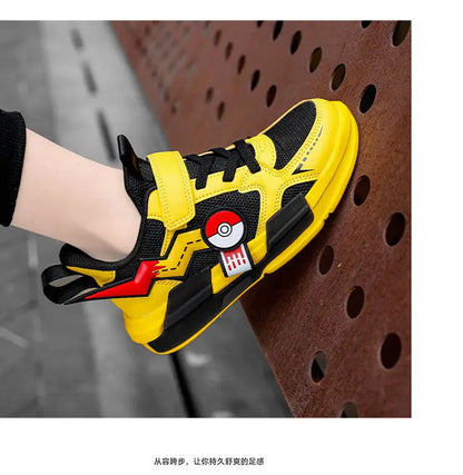 Pokemon Pikachu Children Sports Shoes Spring and autumn Fashion Anime Boy Sneakers Student Breathable Non-slip Running Shoe.