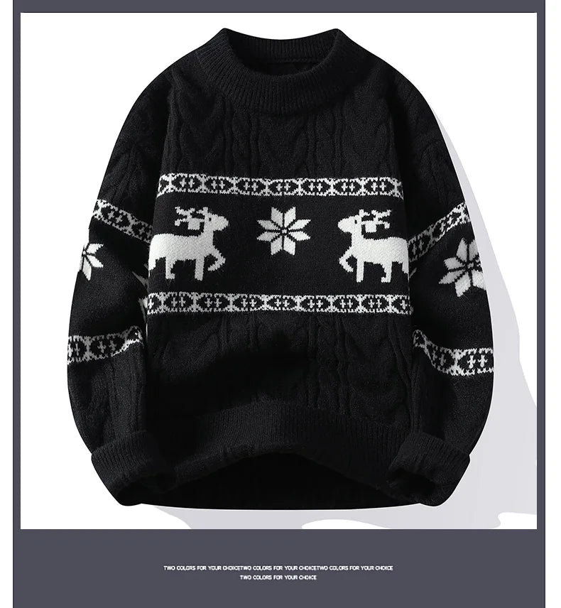 2024 Winter sweater new High End Luxury Cashmere Sweater Men Thick Warm Mens Sweaters With Deer Korean Harajuku Christmas Jumper.