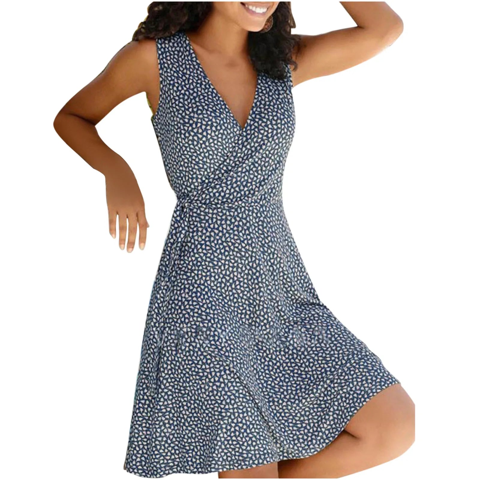 Kleider für Frauen 2024 lässig plus Größe Damen Blumen wickel V-Ausschnitt Midi-Kleid eine Linie Swing Cap Ärmel Midi Vestidos de Fiesta.