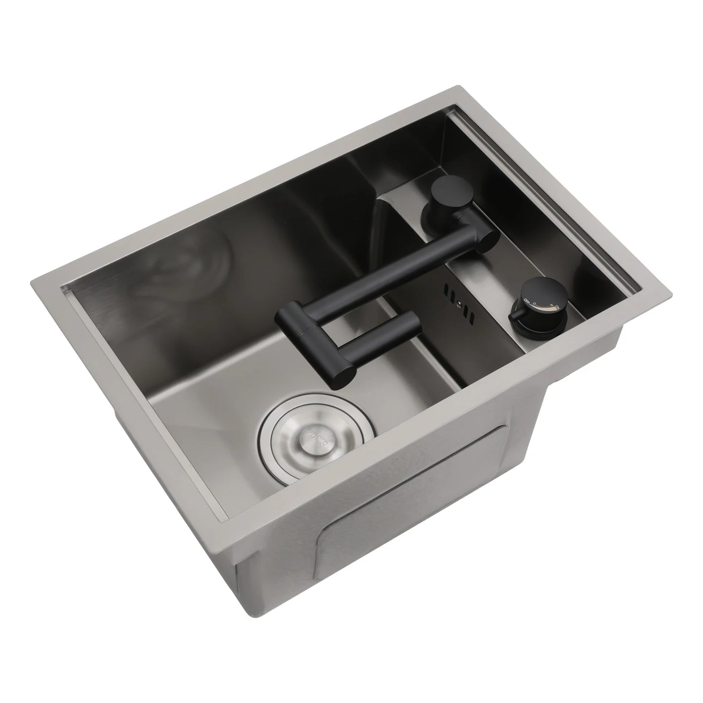 Bymaocar Edelstahlspüle 30 x 45 x 23 cm mit Wasserhahn, eingebettetes Küchenspüle, einschüssel, verdecktes Küchenspüle