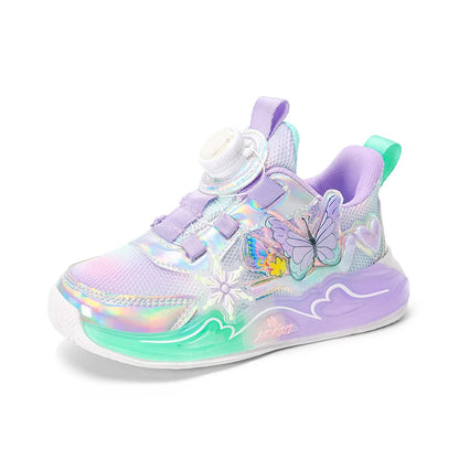 Cute Girls Sneaker Children Shoes Pink Purple Butterfly Printed Kids School Running School Sneaker Sports Tennis Shoes for girl.