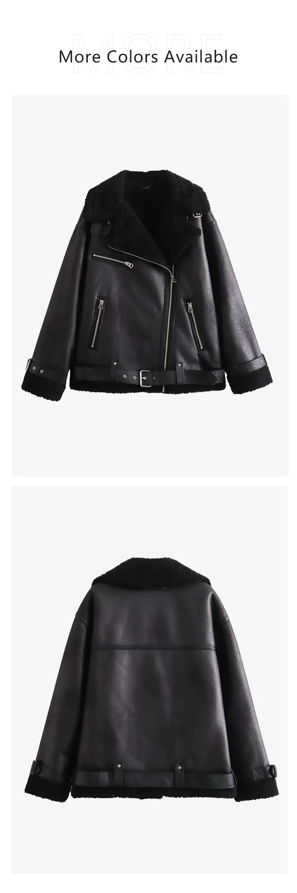 2023 Autumn/Winter New Women's Wear New Fashion Casual Loose Versatile Leather and Fur One Piece Jacket Coat.