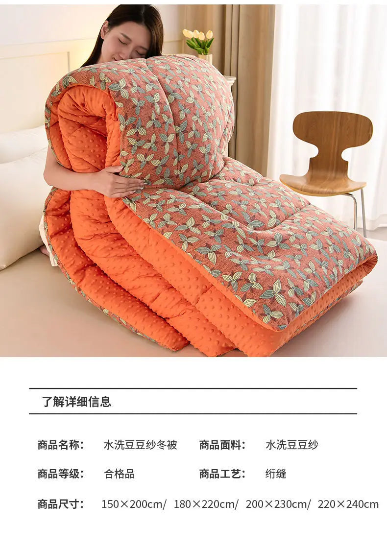 Thickened warm Doudou quilt spring and autumn quilt winter velvet thickened washed Doudou yarn double quilt core.