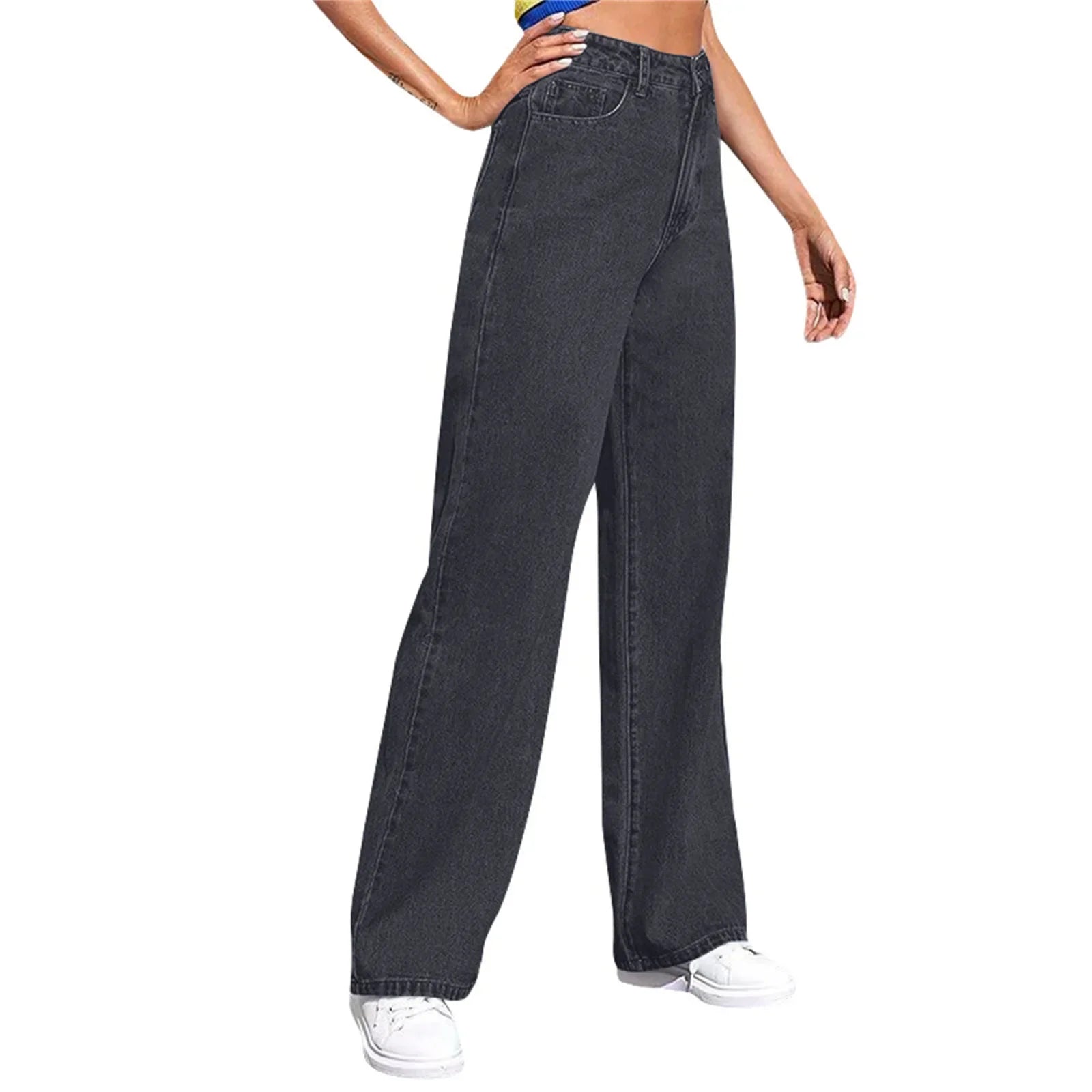 High Waist Loose Fit Straight Leg Jeans Women's Casual Summer New Style Cross-Border EBay Denim Pants High Waist Jeans.
