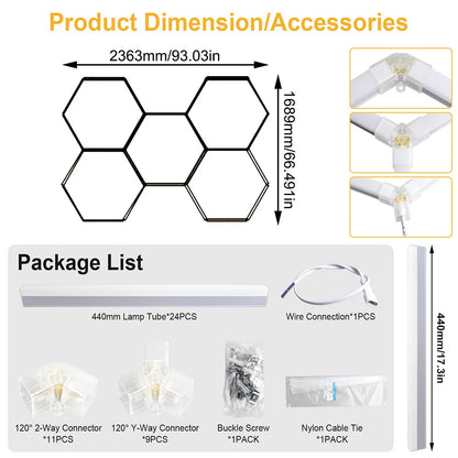 High brightness honeycomb hexagonal garage LED light 6500K suitable for garages, 4S workshops, car beauty shops, gyms.