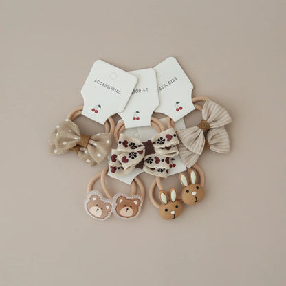 10Pcs/Lot, Elastic Hair Bow Clips for Children, Children's Headwear Hair Accessories for girls, Cute Hair ties, Lovely Hair Rope.