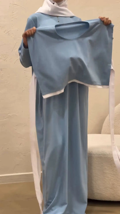 Women Eid Muslim Sets Musulman Ensemble Dubai Arab Vest Kaftan Islam Abayas Ankle Length Long Robe Solid Two Pieces Modest.