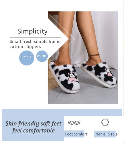 Smile PoP Cute Women Slippers Indoor Fuzzy Women House Slippers Classic Cartoon Casual Home Shoes Warm Bedroom  Animals Shoes.