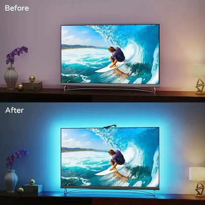 PC/TV LED-Hintergrundbeleuchtung RGBIC LED-Streifenlicht mit Farbpflückungssensor App-Steuerung Musiksynchronisierung Intelligentes RGB-Licht für Gaming-Atmosphäre.
