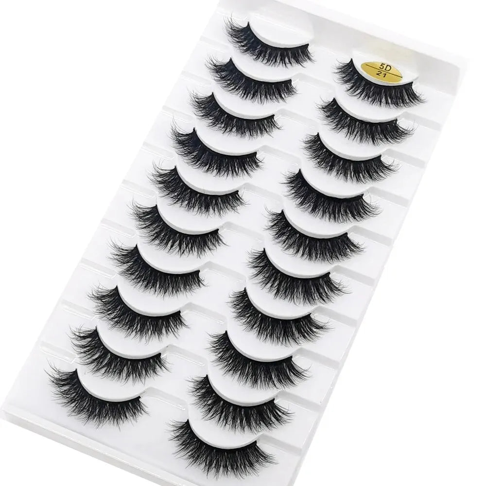 10 Pairs Lashes Fluffy Soft Russian Volumes Mink Lashes 3D Mink Eyelashes Lashes Reusable Fluffy False Lashes Russian Extensions.