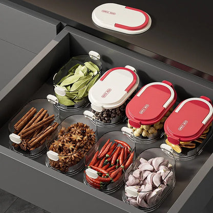 Portable Storage Box Onion Ginger and Garlic Seasoning Jar Can Be Stacked Sealed Storage Jar Packaging Fresh-keeping Box.