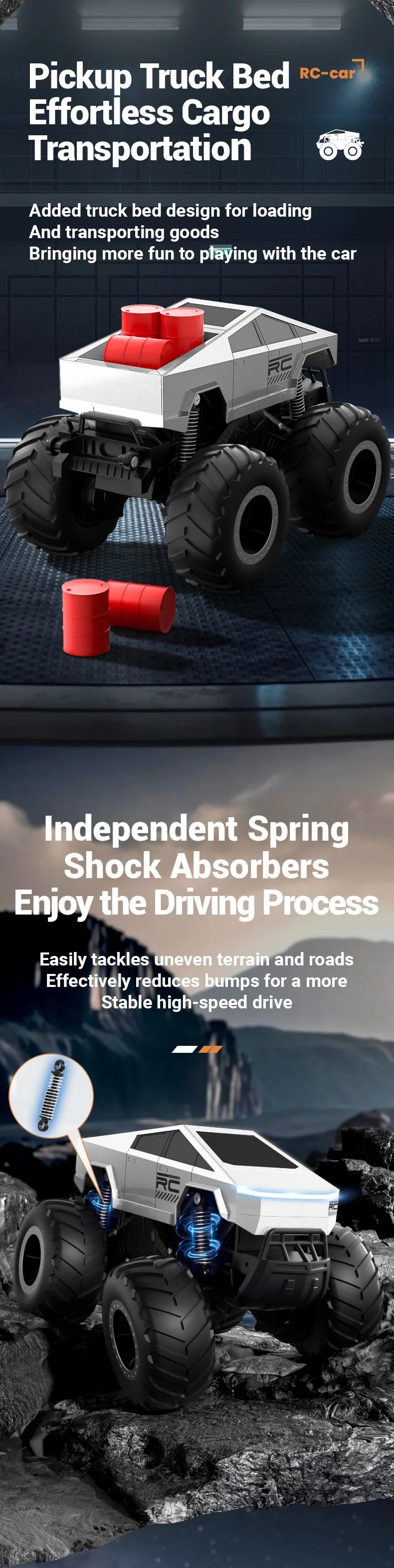 JJRC Auto Remote Control Car Alloy Rc Cars Trucks Vehicle Full-Scale Car Motorcycle Camping Trailer Toys for Boys Kids Children.