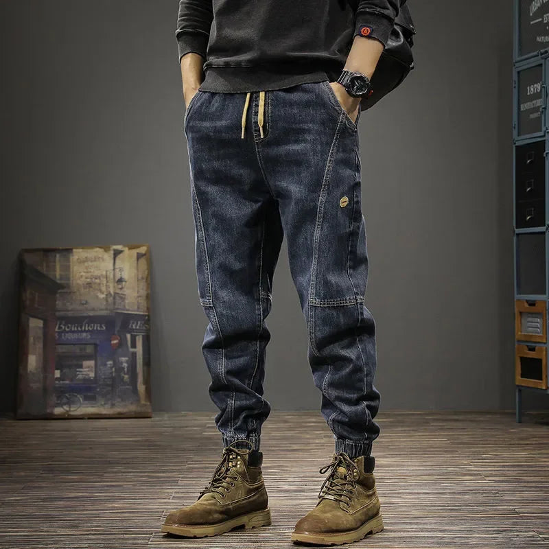 Autumn Winter Men's Trendy Loose-fit Jeans Casual Harem Trousers Long Pants Comfortable Working Clothes.