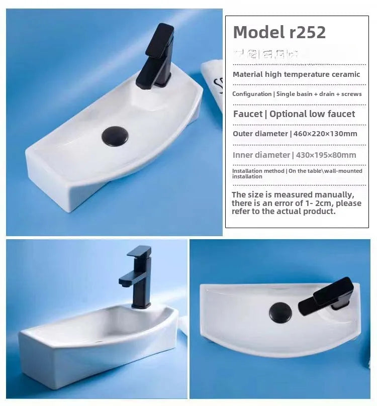 Einfache Installation, wandmontiertes Keramik-Badezimmerwaschbecken für kleine Räume
