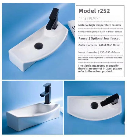 Einfache Installation, wandmontiertes Keramik-Badezimmerwaschbecken für kleine Räume