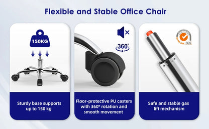 Daccormax Ergonomischer Bürostuhl, Mehrpunktstütze, verstellbare, atmungsaktive Netzrückenlehne, drehbarer Computer-Schreibtischstuhl mit Kopfstütze