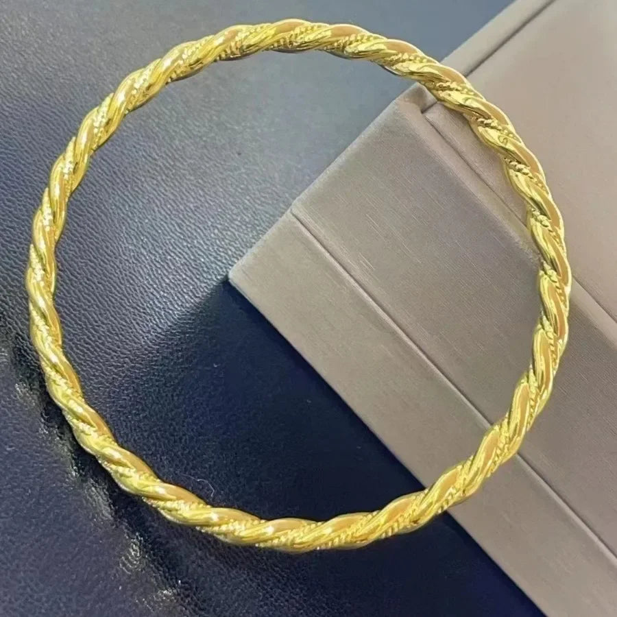 Real 18k Golden Fried Dough Twists Bracelet for Woman 18K No Demolding Fine Jewelry Luxury High-quality Bracelet.