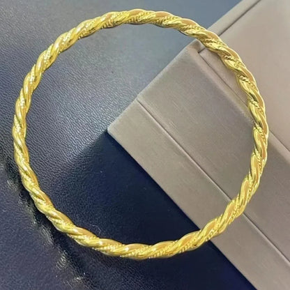 Real 18k Golden Fried Dough Twists Bracelet for Woman 18K No Demolding Fine Jewelry Luxury High-quality Bracelet.