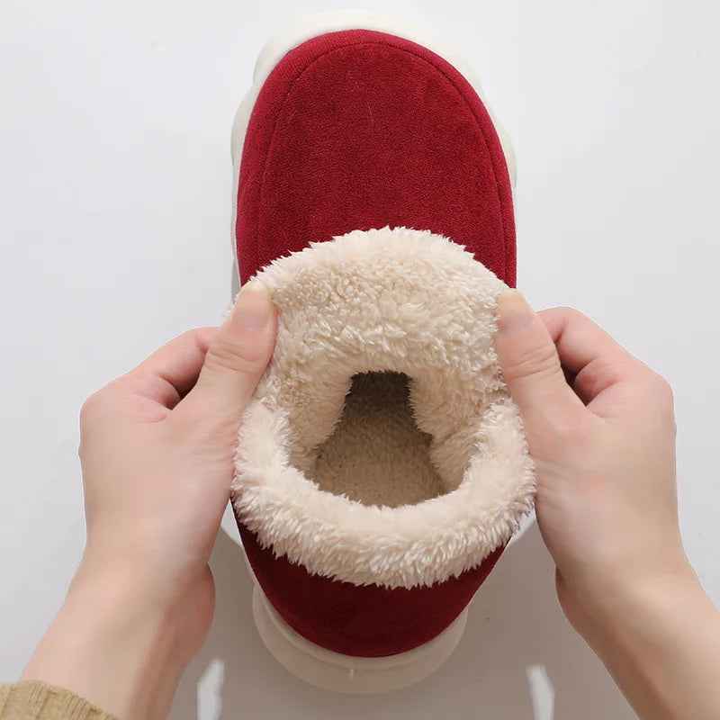 Smile PoP Winter Plush Men Cotton Shoes Warm Plush Men House Slippers Outdoor Soft Non Slip Women's Shoes Casual Furry Men Shoes