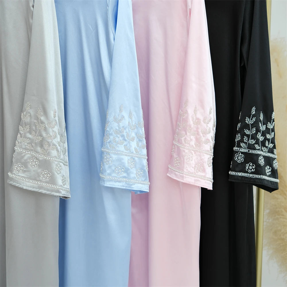Ramadan Eid Open Beading Kimono Abaya Dubai Muslim Prayer Clothes Women Kebaya Kaftan Dress Islam Robe Arabe Femme Musulmane.