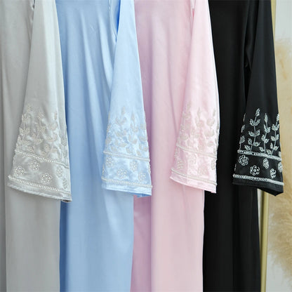 Ramadan Eid Open Beading Kimono Abaya Dubai Muslim Prayer Clothes Women Kebaya Kaftan Dress Islam Robe Arabe Femme Musulmane.
