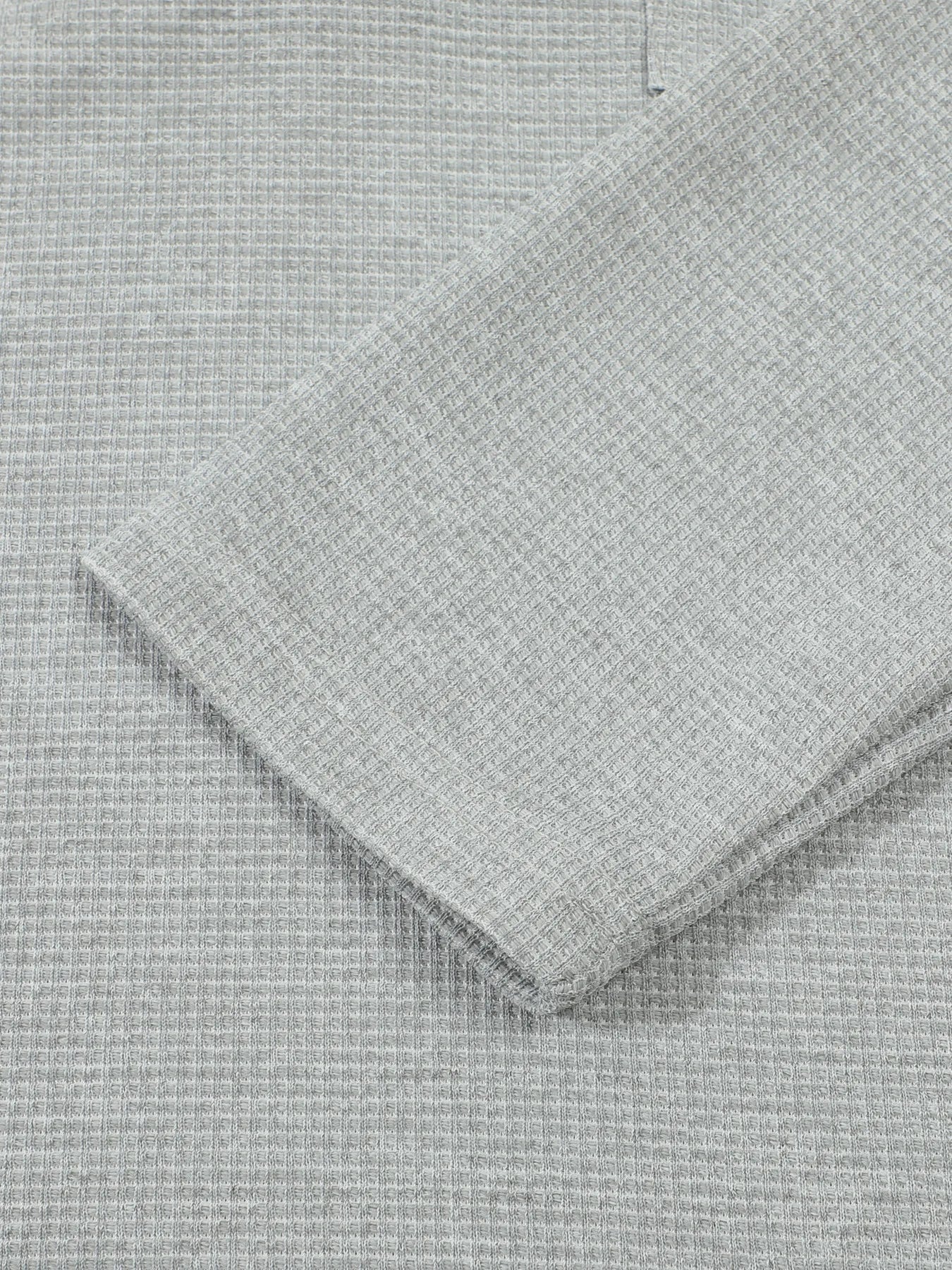 Men's Waffle Check Stand-Up Collar Semi-Casual Business Suit Two-Piece Set Button-Down Top with Comfortable Trousers