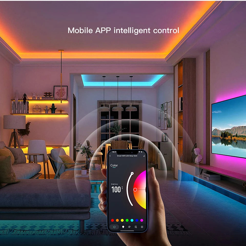 Tuya Wifi RGB /White/Warm White COB LED Strip Light Silica Gel Tube Tape Linear Dimmable Lighting work with Alexa Google Home.