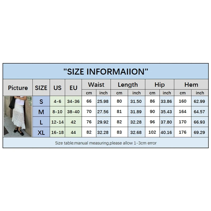Maemukilabe Vintage Lace Midi Skirt Floral Sheer See-Through Irregular Hem A-line Skirt Fairy Streetwear Chic Women Long Skirt.