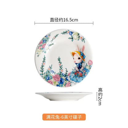 Creative Pumpkin Rabbit Pattern Tableware Garden Style Ceramic Plate Home Cute Dinner Plate Salad Bowl Kitchen Accessories