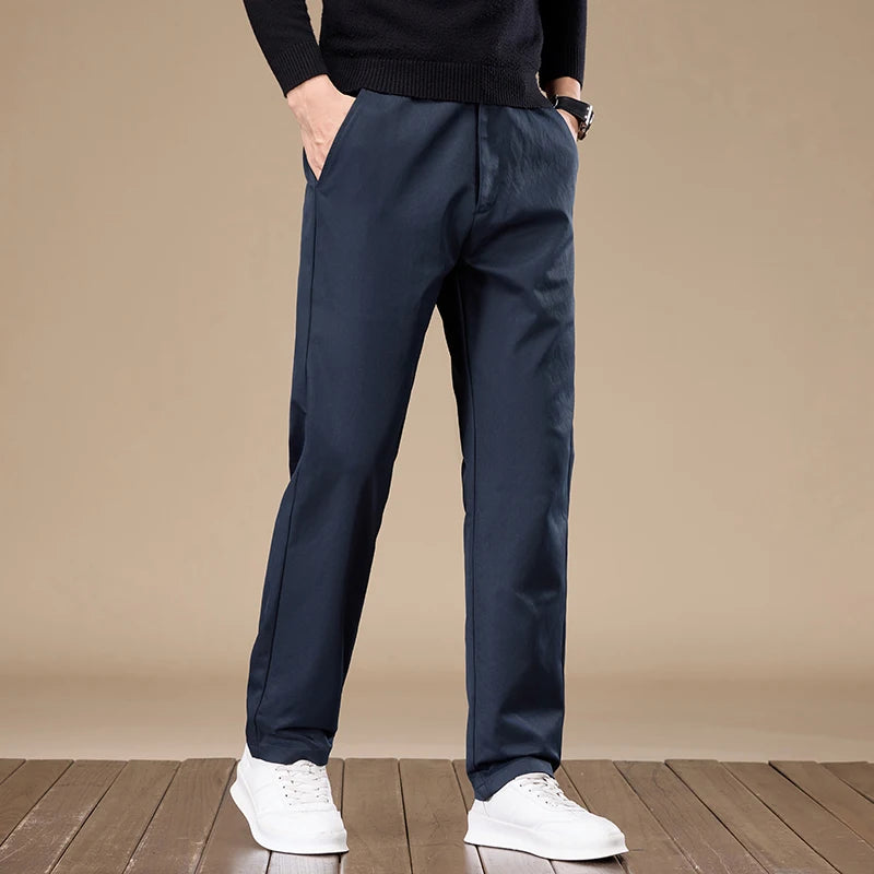 Men's Slim-Fit Straight-Leg Casual Trousers for Young and Middle-Aged Men - New Autumn Collection.