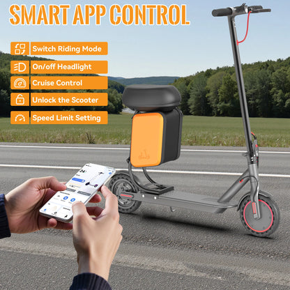 Dual Brake Electric Scooter with Seat Storage Bag 350W Powerful Motor Fast Speed 31KM/H on APP 36V 8.5 Inch Tire Adults Escooter