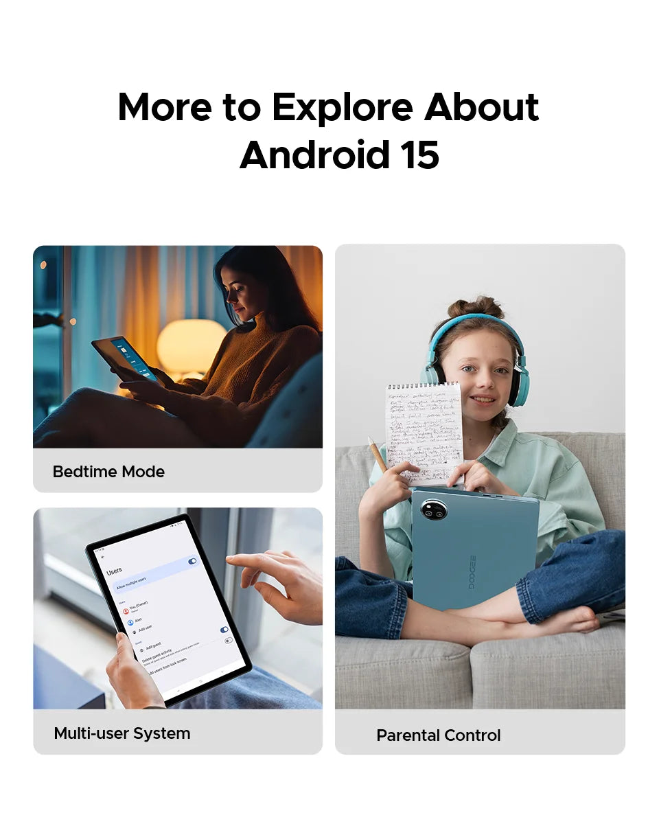 DOOGEE Tab A9 Pro+ Tablet PC Android 15 Dual Speakers 11'' Screen 30GB RAM (6GB+24G) 128GB 8580mAh Battery Widevine L1 Smart Pad