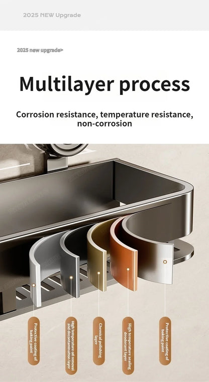 Kein Stanzen Saugnapf Saug Badezimmerregal Badezimmerregal Toilettenraum Aluminium Hängeregal Badezimmer Organizer Hängen an der Wand