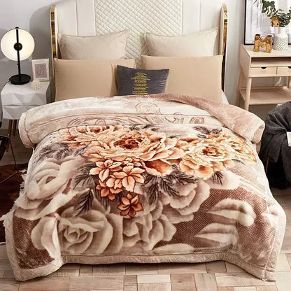 New Warm Weighted Blankets for Beds High End Thicken Warmth Raschel Blanket for Winter Autumn Double Side Plush Comforter Quilt