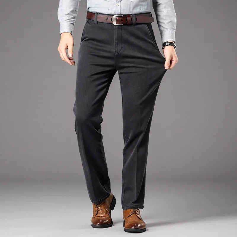 Spring Autumn Men's Classic Business Jeans Straight Elastic Fashion Washed Denim Trousers Brand Clothing Office Jean Pants Male.