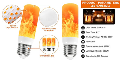 USB LED E27 Flamme Glühbirne Feuer E14 lampe Mais Birne Flackern LED Licht Dynamische Flamme Wirkung 3W 5W 7W 9W 110V-220v für Home Beleuchtung.