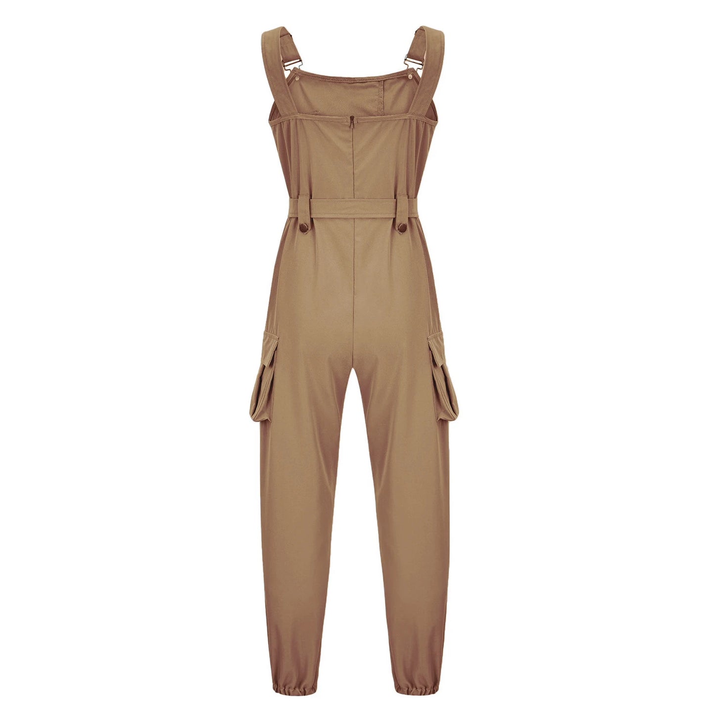 Fashion Womens Jumpsuit Casual Rompers with waist Belt Back Zipper Pockets Camisole Overalls for Daily Wear Office Work Vacation.