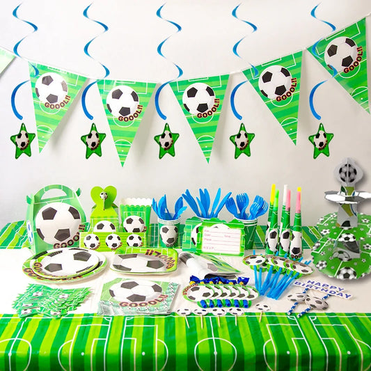 Fußball Geburtstag Dekoration Party Supplies Geschirr Luftballons Set Süßigkeiten Geschenkboxen Fußball Geburtstagsgeschenke Kinder Geburtstagsgeschenke.