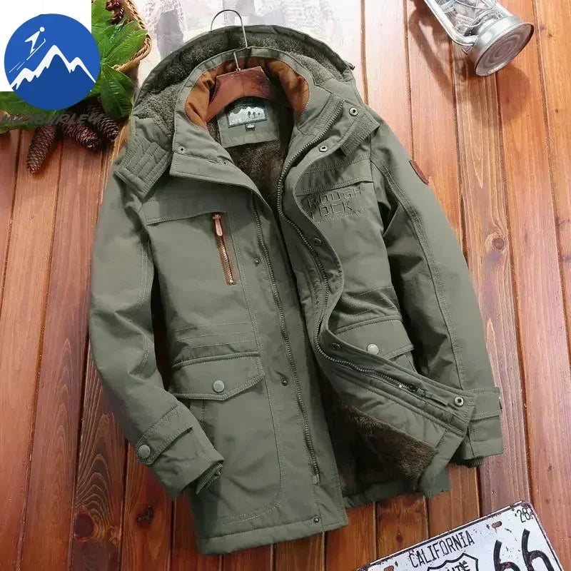 Winter Parka Men Windbreaker Fleece Thick Warm Fur Coats Male Retro Hooded Streetwear Overcoats Men's Windproof Jackets 6xl.