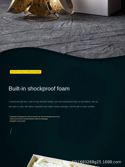 European Coffee Set Bone China Coffee Cup And Saucer Set Retro Luxury Porcelain Cup For Birthday Gift Couple Set With Gift Box.