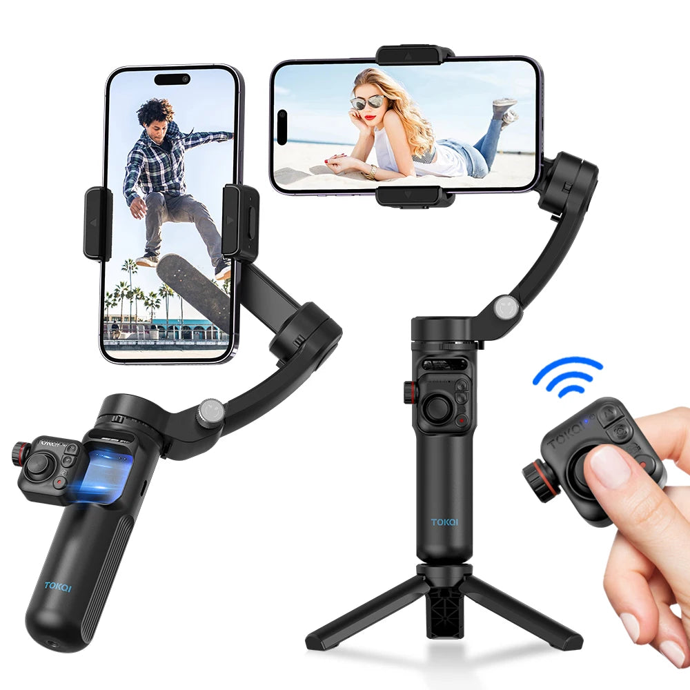 Handheld 3-Axis Gimbal Phone Holder Anti Shake Video Record with Selfie Tripod Stabilizer for Xiaomi iPhone Cellphone Smartphone.
