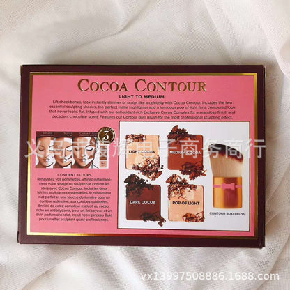 4 Colors Eyeshadow Palette with Brush Facial Contouring Highlight High Quality Female Cosmetic Cute Makeup Palette for Women.