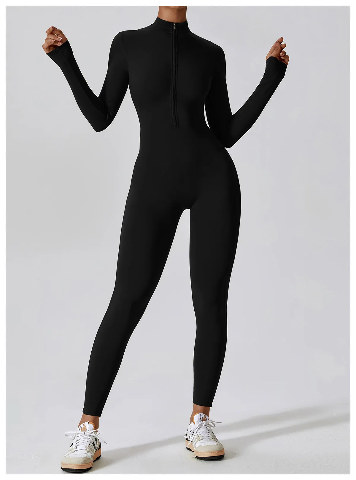 Zipper Long Sleeve Jumpsuit Gym Sportswear Women Yoga Boilersuit Women Sports Jumpsuit Fitness Rompers Stretch Workout Bodysuits