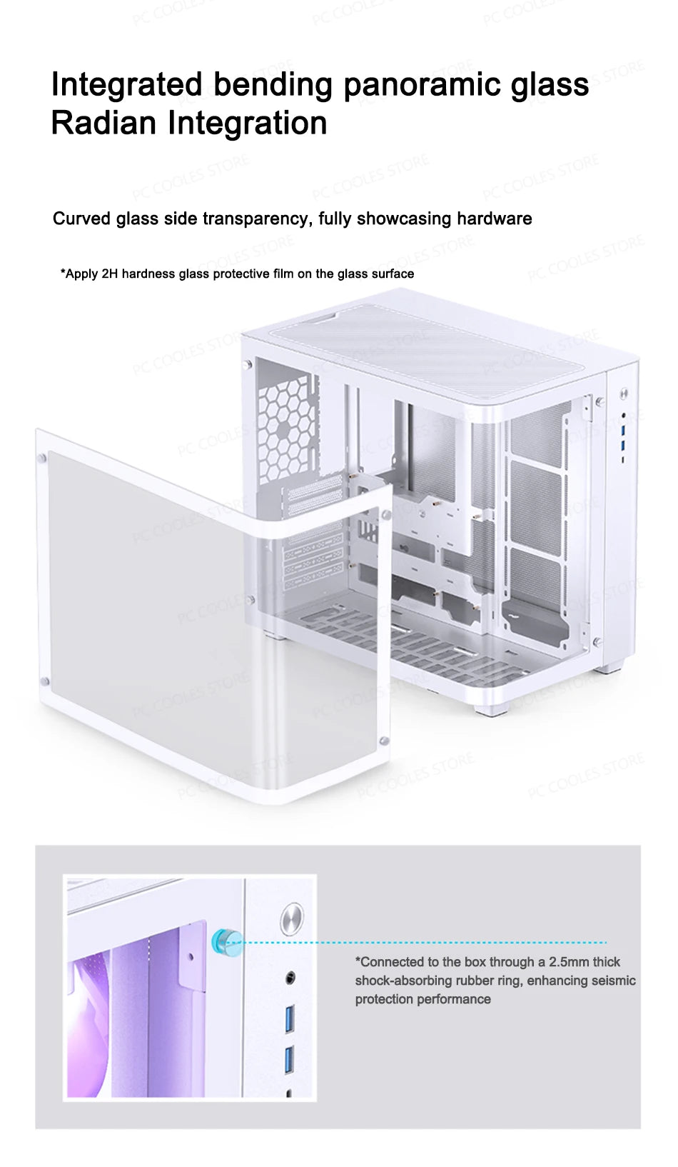 JONSBO TK-3 Desktop Chassis Curved Sea View Room Side Transparent ATX E-sports Case Double 360 Water Cooler Type-c Interface.