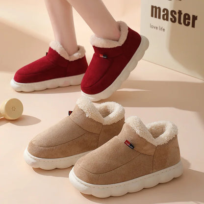 Bebealy New Winter Men Slippers Warm Cotton Shoes Men Indoor Fluffy Fuzzy Men Boots Outdoor Nonslip House Ankle Boots Shoes Men.