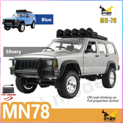 1:12 MN78 4WD Off-Road RC Car 2.4G Full Scale Short Truck With Headlights 280 Motor Real Scale Remote Control Toy Car Model.