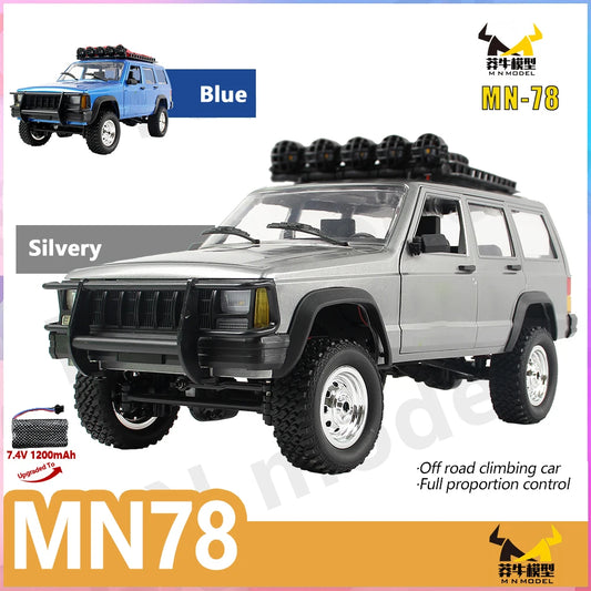 1:12 MN78 4WD Off-Road RC Car 2.4G Full Scale Short Truck With Headlights 280 Motor Real Scale Remote Control Toy Car Model.